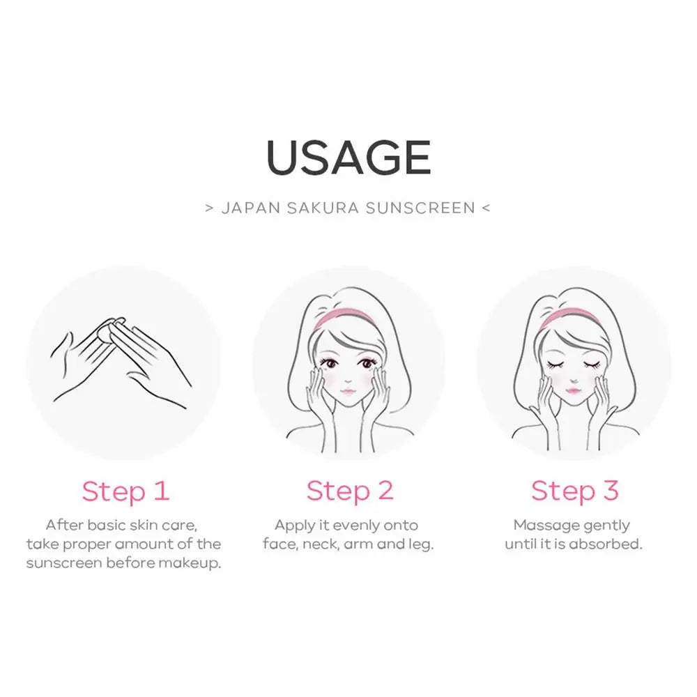 Facial Body sakura Sunscreen Whitening Sun Cream 30g Sunblock Skin Protective Cream Anti-Aging Oil-control Moisturizing SPF 50