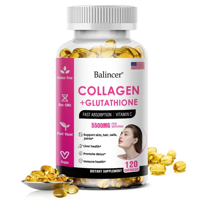 Glutathione Collagen Supplement - Maintain Youthful Vitality - Support Skin Health, Antioxidant Supplement, Non-GMO