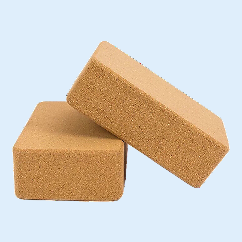 2 x Cork Yoga Block Organic Yoga Prop Accessory Exercise Brick