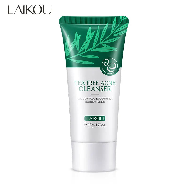 LAlKOU Tea Tree Cleanser Gentle Acne Treatment Blackhead Cleaner Shrink Pore Deep Clean Oil Control Moisturizing Face Skin Care