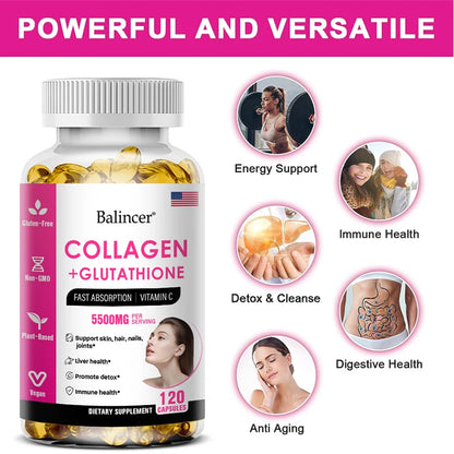 Glutathione Collagen Supplement - Maintain Youthful Vitality - Support Skin Health, Antioxidant Supplement, Non-GMO