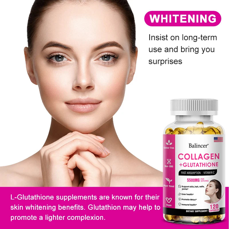 Glutathione Collagen Supplement - Maintain Youthful Vitality - Support Skin Health, Antioxidant Supplement, Non-GMO