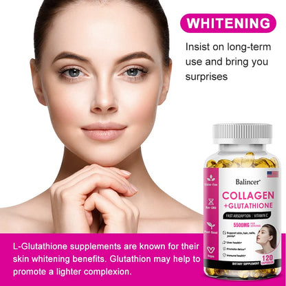 Glutathione Collagen Supplement - Maintain Youthful Vitality - Support Skin Health, Antioxidant Supplement, Non-GMO