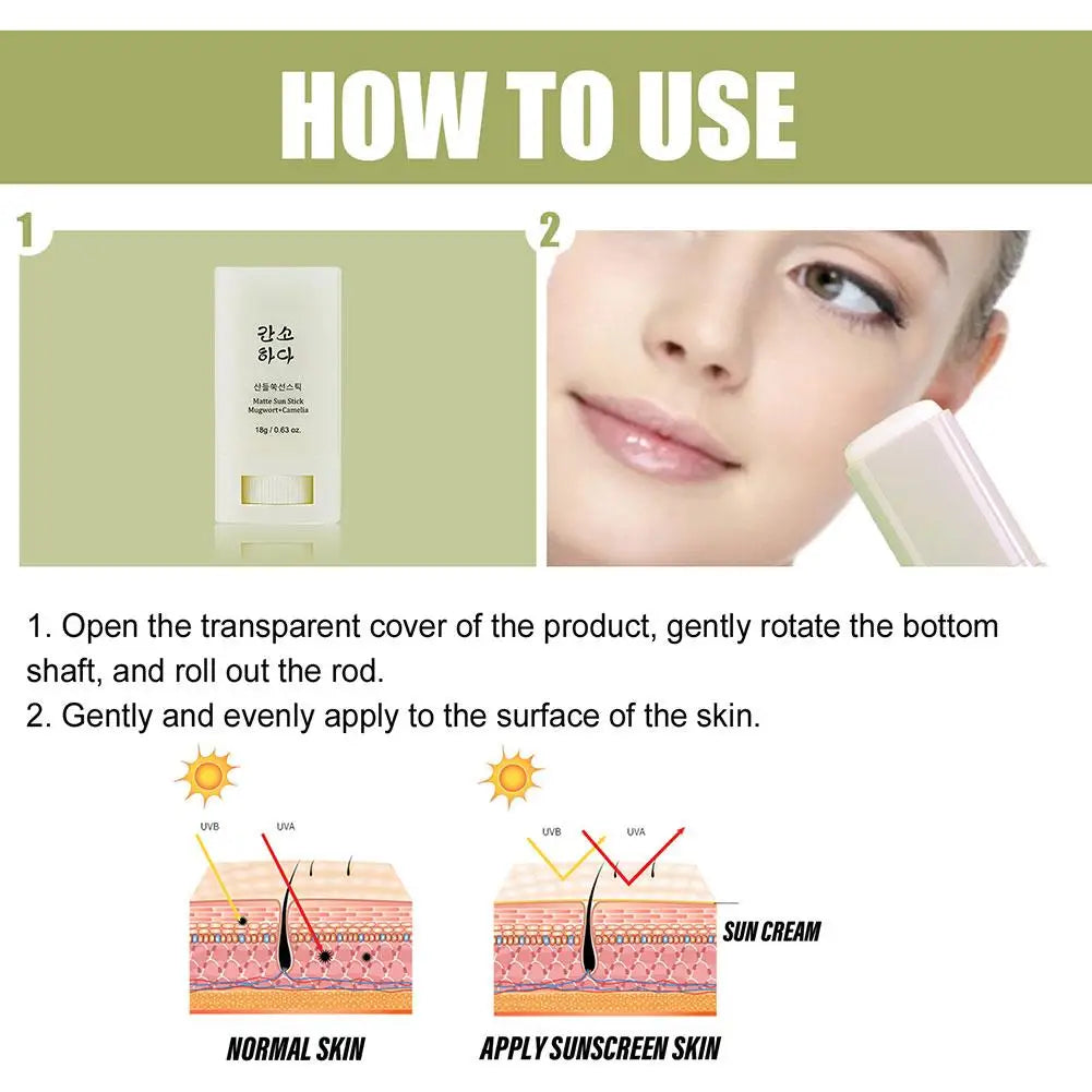 Face Sunscreen in Bar Solar Blocker Matte Sun Stick Moisturizing Non Greasy SPF50+ Protector UV Cream Whitening Korean Product