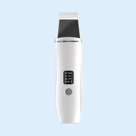 White Ultrasonic Skin Scrubber - Deep Pore Cleansing Facial Exfoliator with USB Type-C Charging