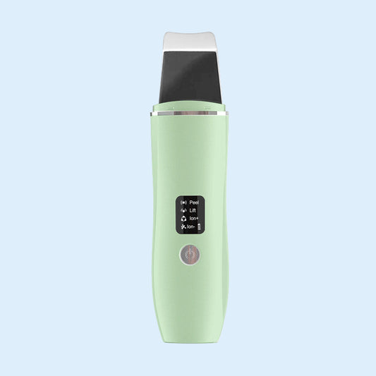 Green Ultrasonic Skin Scrubber - Deep Pore Cleansing Facial Exfoliator with USB Type-C Charging